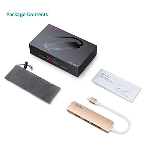 Type C Hub EgoIggo GN22A USB C Adapter USB C Kabel auf 2 Superspeed USB 3.0 Ports, 1 USB C Port mit PD, 1 SD Kartenleser und 1 MicroSD Kartenleser Aluminium Gehäuse geeignet für MacBook, MacBook Pro, Google Chromebook, Huawei Matebook (Gold) - 7