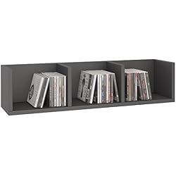 IDIMEX Etagère Murale NELLO, Meuble de Rangement pour CD et DVD ou décoration avec 3 Compartiments Ouverts, en mélaminé Gris Mat