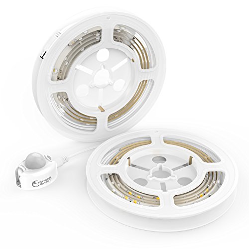 HonestEast Bett Licht, LED-Streifen Licht, Bewegungsaktivierte LED-Lichtleiste, Automatischer Ein/Aus Bewegungsmelder mit 2 Sensoren, Nachtlicht 2 Sensor Kit (warmweiß, 2x 1,2M) - 2