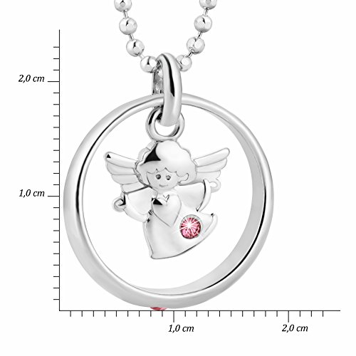 fish Mädchen Silber-Kette Sterling-Silber 925, Taufring Taufkette Taufgeschenk, Swarovski Elements Engel-Anhänger, rosa 38 cm, Geschenk-Idee, Geschenk-Set - 4