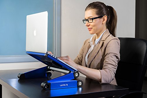Lavolta Notebook Laptop Ständer Tisch Kühler – 2 Lüfter – Aluminium – Ausklappbare Ebenen – Blau - 3