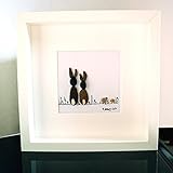 Steinbild - Pebble Art - Osterhasen und Küken - Ostern