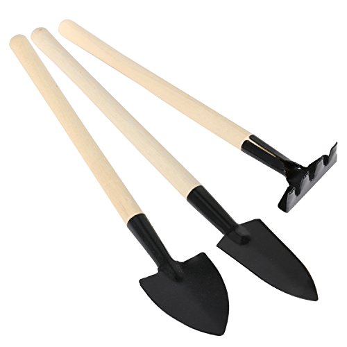TRIXES Set mit Mini Gartenwerkzeugen Schaufel Rechen Pflanzkelle Flower Pot Tools Sämling Gewächshaus Pflanzen