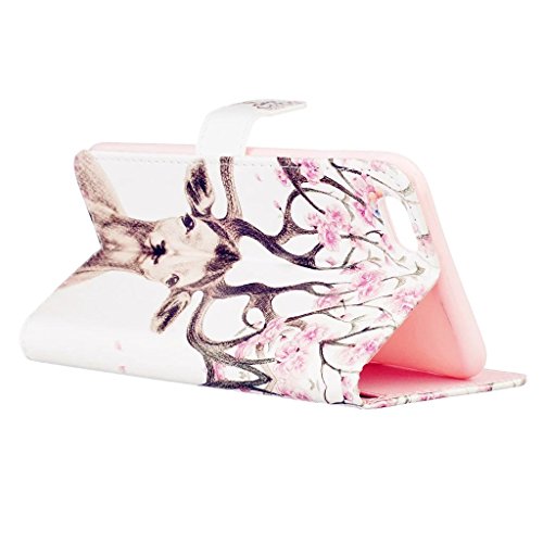 MUTOUREN Hülle für iphone 6 iphone 6S Schutzhülle [Kratzfeste, Scratch-Resistant] Bookstyle PU Lader HandyHülle Tasche Wallet Flip Case Lederhülle Brieftasche mit Standfunktion Kartenfächer Magnetic schließt Painted Muster- Hirsch + Metall Stylus Stift - 5
