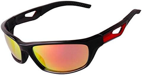 Moobom Polarised Sports Sunglasses UV400 Protection Glasses with Tr90 Superlight Frame Design for Mens and Womens Skiing Driving Golf Running Cycling Climbing Outdoor Activities (black frame with red lens)