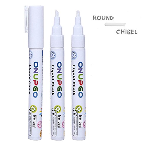 Onupgo flüssige kreide markiert stifte 2er pack 3 mm umschaltbar spitze kreide stifte mit l ö schbarer tinte, ideal für ü r kleine schiefertafel, jar etiketten, bistro, schwarzen brett glas, windows - 3