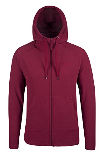 Mountain Warehouse Camber Herren-Kapuzenpulli aus Mikrofleece Reiverschluss weich bequem sportlich Alltag Freizeit Camping Outdoor Trekking Fleece Jacke Burgundrot Large