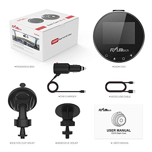 FLYLINKTECH DashCam, 1080P Full HD Auto Kamera, 170° Weitwinkelobjektiv, Mini DVR Fahren Rekorder, mit WDR, Bewegungserkennung, Parkmonitor, Loop-Aufnahme, Nachtsicht und G-Sensor - 8
