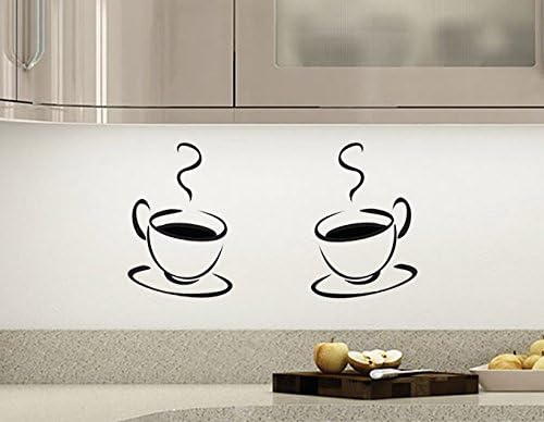 SCA ART® 2 x Kitchen Coffee Cup Wall Art Sitckers, High Quality Gloss Vinyl Decals, UK Made