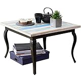 KARIBISCHE TRÄUME ✔ Weißer Sand, blauer Himmel und glasklares Wasser - so kennen wir die wunderschöne Karibik. Mit unserem Couchtisch für das Wohnzimmer holen Sie sich diesen unverwechselbaren, maritimen Charme nach Hause. Auf alt gemachtes Used-Look Mango-Holz mit weichen und gewollt unregelmäßigen Lackierungen lässt den Massivholztisch zum absoluten Blickfang werden. Die Farben Braun, Blau, Türkis und Weiß spiegeln die Gedanken an den Strand grandios wider. Urlaubsfeeling pur!