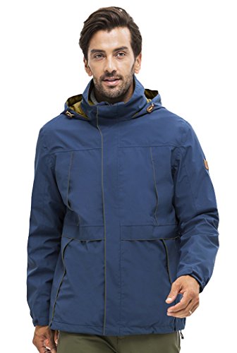 IKRR Herren 3 in 1 Jacke Winddicht Wasserdicht Atmungsaktiv Sport Camping Wandern Outdoorjacke mit Fleecejacke