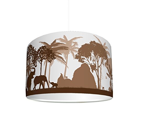 Kinderzimmer Lampenschirm "Dschungel braun" KL42 - für Kinderzimmer als Steh- oder Hängeleuchte / Deckenlampe