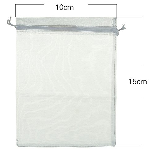 ZALAGO 10cm x15cm Weiß Organzasäckchen Säckli Geschenk Schmuckbeutel,,50 stk - 2