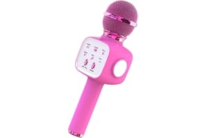 MIIEPLS Microfono per karaoke, microfono Bluetooth wireless a LED, per cantare, nuova macchina karaoke portatile migliorata per cantare per casa, feste, KTV, app compatibile Android iOS (rosa)