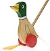 Blue Flappy Duck : Push Along Wooden Toys : Traditional : Handcrafted : Handpainted : For Toddler or Baby 12 months or over, Young Kids, Child & Children : Top Christmas Present or Birthday Gift Idea : H - 21cm W - 13cm D - 10cm Wood Handle - 47.5cm