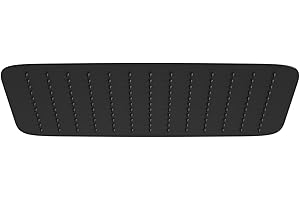 JOHO Soffione doccia a pioggia in acciaio inox 304, Docce Fisse con ugelli anticalcare ad alta pressione, rettangolare 35 x 25 cm, nero