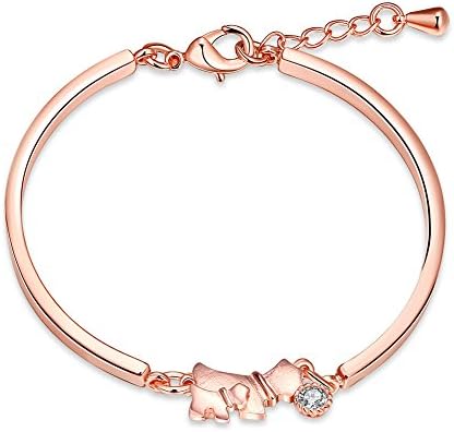 THRECO Woman Pet Dog Design Bracelet Rose Goid Cubic Zirconia Gift for Fashion Girls