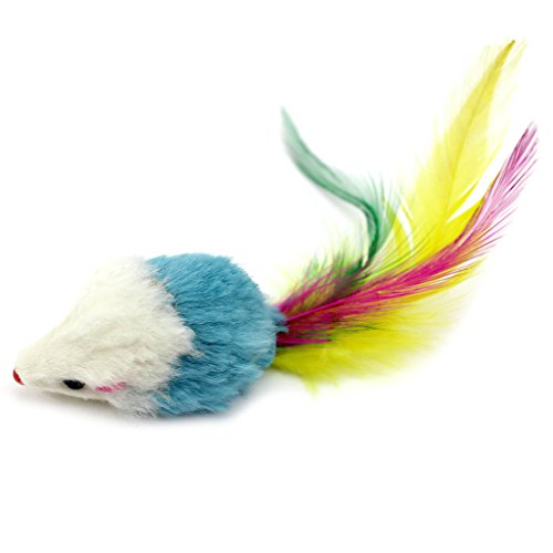 MMRM Furry Mäuseratten mit Feder-Endstück-Haustier-Katze jagt Spielzeug 2-Mengen - 3