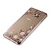 Produktbild Für Samsung Galaxy S7 Edge TPU Silikon Handy Hülle Schutzhülle,Funyye Bling Glitzer Sparkles Strass Diamond Crystal [Weiße Blume] Clear Case Für Samsung Galaxy S7 Edge,(Rose Gold) Electroplate Plating Frame Scratch-Resistant Bumper Soft Rückseite Cover Tasche Für Samsung Galaxy S7 Edge + 1 x Frei Displayschutzfolie