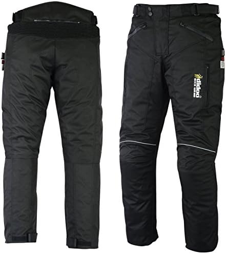 Hilbro Men's Motorcycle Motorbike Waterproof Pants Cordura Textile Trousers CE Armoured BLACK 38