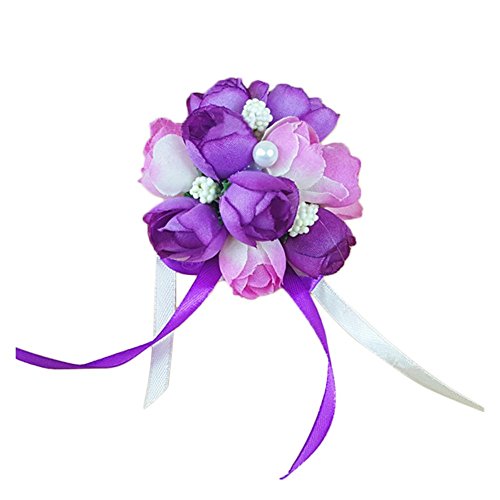 Sztara Eleganter Brautschmuck Blumen-Armband / Ansteckblume, kreativ, für Brautjungfer, mit Rosen- und Perlen-Band, für Hochzeitsparty, für Handgelenk