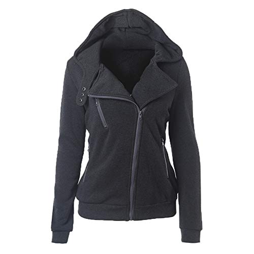 Preisvergleich Produktbild Swallowuk Hoodies Damen Casual Kapuzenpullover Sweatshirt Pullover Tops Slim Fit Langarmshirt Outerwear mit Kapuze Sweatjacke Sports Mantel (XXL, Dunkelgrau)