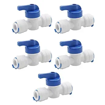 RRPURE 3/8 Inch OD Tube Ball Valve Quick Connect Fitting 3/8-Inch by 3/8-Inch Manual Flush Start RO Water System (Big Size), Pack of 5