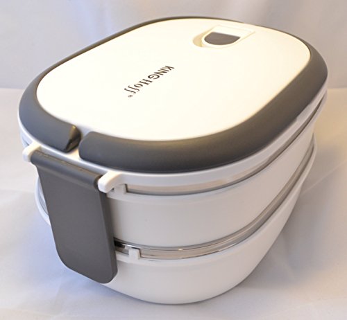 1,48 Liter 2 Kammern Lunchbox Suppe Essen Isolierte Lebensmittelbehälter Edelstahl Weiß