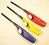 AKORD Refillable Safety Gas Candle BBQ Fire Lighter, Plastic, Multi-Colour, 27cm, Large, Pack of 3