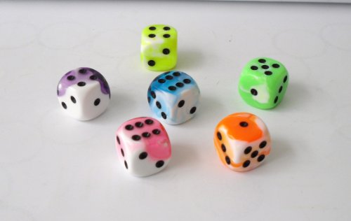 Preisvergleich Produktbild 6er-Set Würfel aus Acrylglas "Flashy" (16 mm)