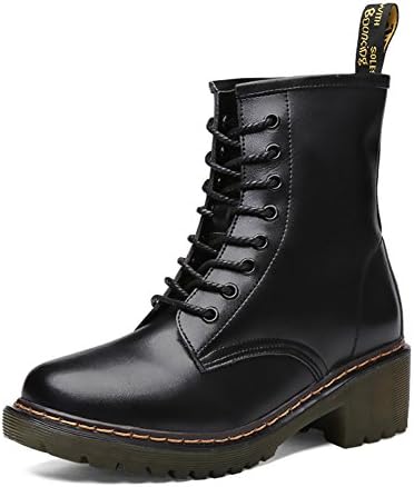 YIBANBAN Martin boots women/England wind boots/Round-headed Joker womens shoes/Cylinder flat-bottom shoes/School of Western boots-A Foot length=23.8CM(9.4Inch)