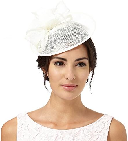 Hatbox Womens Ivory Feather Flower Saucer Fascinator