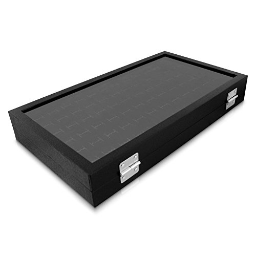 VENKON – Ringbox für 72 Ringe Organizer mit Schaufenster aus Glas für Schmuck Aufbewahrung & Präsentation – Kunstleder Schwarz – 37 x 21 x 5 cm - 6