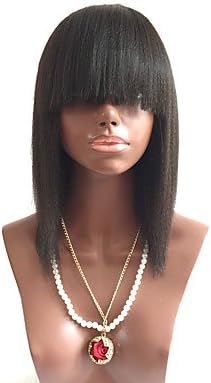 Short Remy Kinky Curly Straight Brazilian Virgin Human Hair China Bang Bleached Knots Glueless Silk Top Base Lace Front Bob Cut Wigs Wih Bangs