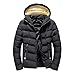 Produktbild Amphia - Herren Daunenjacke - Langarmjacke/Kapuzenpads - Abnehmbarer Hut - Reißverschluss, Männlich Herbst Winter Volltonfarbe Hooded (Schwarz,XL)