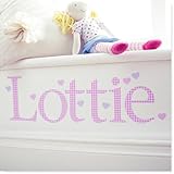 Personalised Name Wall Letter Stickers, Pink Gingham n, 10-16 cm high. Each letter comes with one lilac heart and one pink heart sticker. A-Z a-z &. Price is per letter.