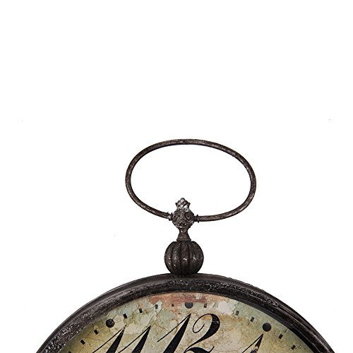 NIKKY HOME Wandbehang Uhr mit Handgriff -Taschen-Uhr-Design für Wohnzimmer Badezimmer Dekoration Vintage Distressed Finish Metall - 6