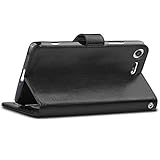 Xperia XZ Premium Hülle, J&D [Handytasche mit Standfuß] [Slim Fit] Robust Stoßfest Aufklappbar Tasche Hülle für Sony Xperia XZ Premium - Schwarz - 