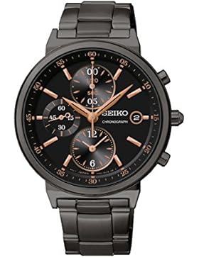 Seiko Herren-Armbanduhr Chronograph Quarz Edelstahl beschichtet SNDW47P1