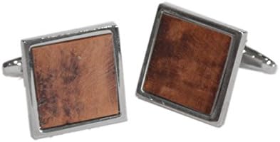 CuffsHaus Briar Wood Insert Square Cufflinks X2BRIAR1