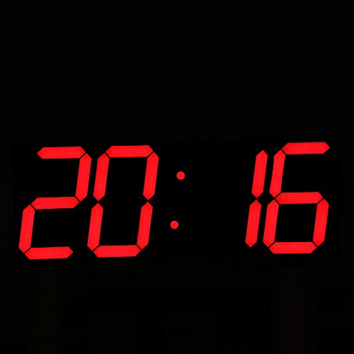 CHKOSDA Fernbedienung Steuern Jumbo digital LED Wanduhr, Multifunktion LED Uhr, Groß Kalender, Minute Alarm Uhr, Countdown LED Uhr, Groß Thermometer, still Uhr (Rot) - 4