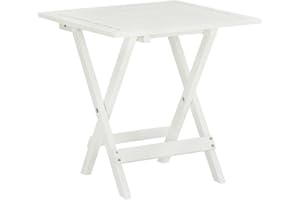 vidaXL Mesa de Jardín Plegable Cuadrada Madera Acacia Blanca Mesita Exterior