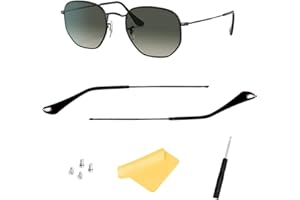 HICYCLE2 Braccio di ricambio per tempie, punte per occhiali da sole Ray-Ban RB3447 RB3547N RB3548N RB3647N, con 4 viti, 1 cacciavite (nero)
