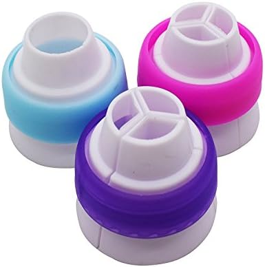 3Pcs/Set Russian Icing Large Piping Nozzles Coupler for Base 1.46 inch (3.7cm) Russian Nozzles Work Pastry Disposible Bag and Silicone Pastry Bag Quickly & Easily Attach and Swap