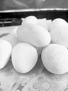 OhhSome 2Kg Unpolished White Marble Pebbles for Garden Decor (30-50 Mm White) [2Kg]