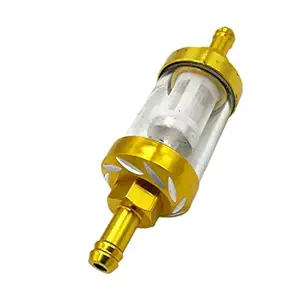 AtoZ Universal 5/16'' 8mm Gold Reusable WAtoZhable Inline Fuel Filter Motorcycle ATV