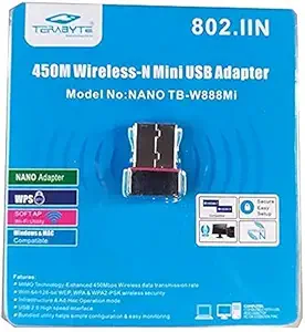 Techbloggers Techbloggers Terabyte 450Mbps Wireless Dongle Blue Network Card USB LAN WiFi Adapter Receiver USB Dongle Wireless Receiver Network Card for PC/Laptop
