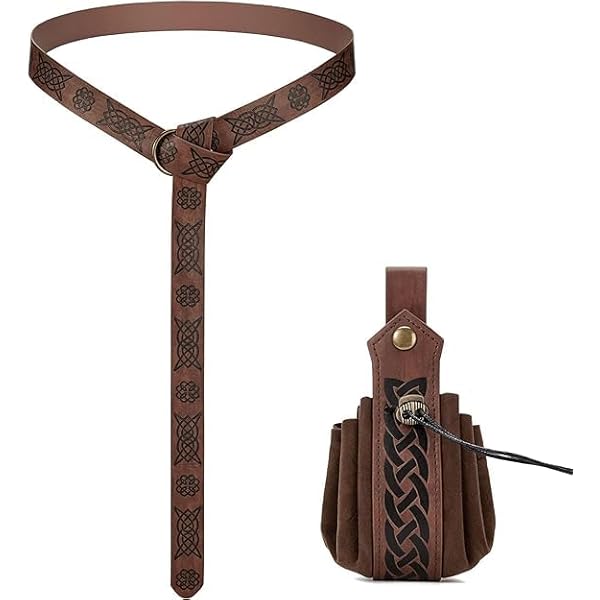 Battle-Merchant Middeleeuwse leren riem voor dames en heren, Middeleeuwse riem, smal, Viking-piratenkostuum, zwart, 160 cm
