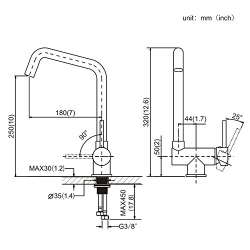 HOMELODY Grifo Abatible Cromado Agua Fría y Caliente Grifo de Cocina Grifo de Fregadero Grifo de Cuenca Grifo Plegable Monomando para Fregadero - Homelody