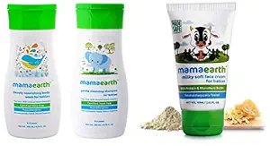 Mamaearth Milky Soft Natural Baby Face Cream For Babies 60Ml And Pack Of 2, Gentle Cleansing Baby Shampoo -200Ml With Mamaearth Deeply Nourishing Baby Wash-200Ml-Age